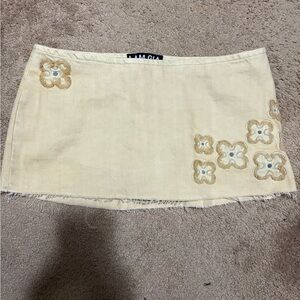 I.AM.GIA Cream Floral Embroidered Pencil Skirt